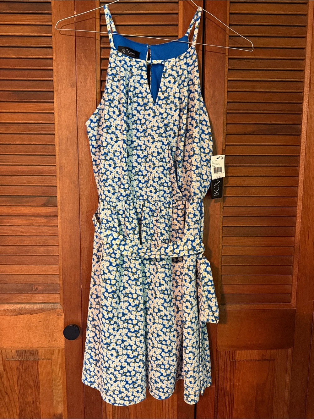 BCX Blue and White Floral Midi Dress
